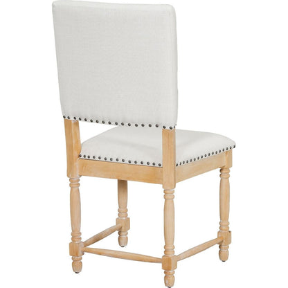 Vintage Traditional 2-Piece Upholstered Dining Chairs with Padded Backs, Natural