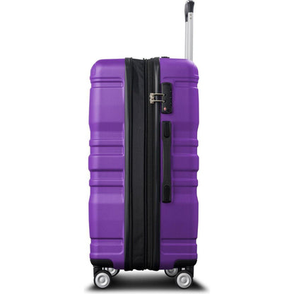 Luggage Sets New Model Expandable ABS Hardshell 3pcs Clearance Luggage Hardside Lightweight Durable Suitcase sets Spinner Wheels Suitcase with TSA Lock 20"24"28"(purple)