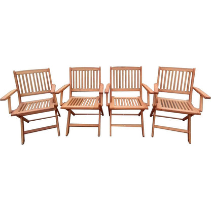 Foldable Patio Dining Set, 4 Folding Chairs, Indoor and outdoor universal, Teak