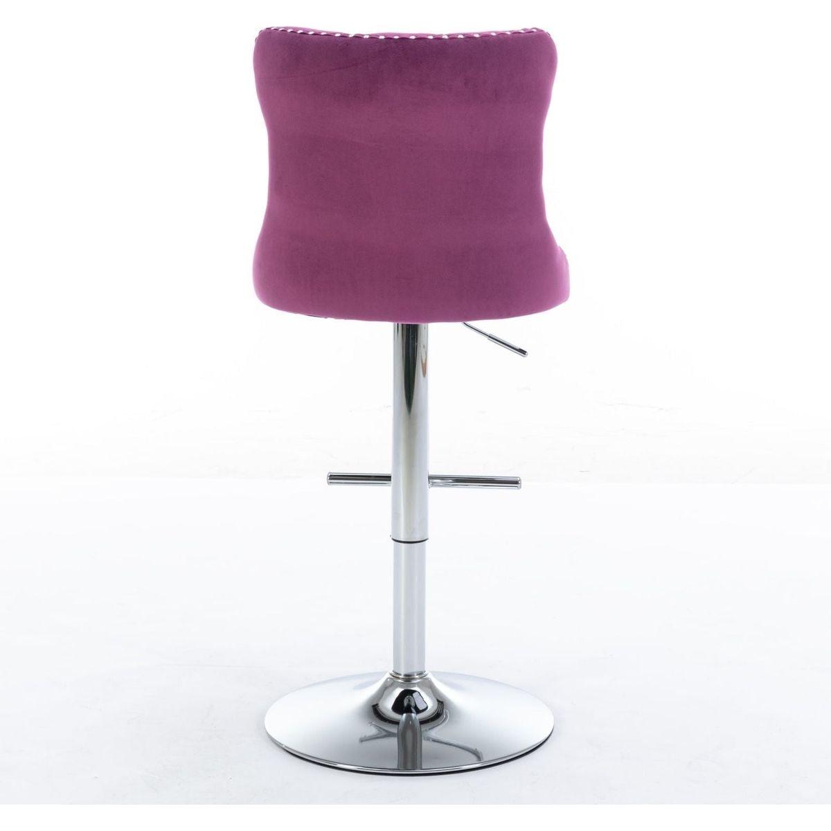 Swivel Velvet Barstools Adjusatble Seat Height from 25-33 Inch, Chrome base Bar Stools with Backs Comfortable Tufted for Home Pub and Kitchen Island, Purple,Set of 2