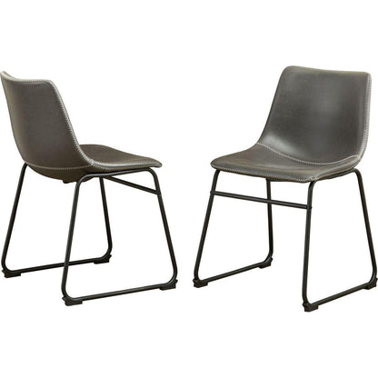 Lotusville Vintage PU Leather Dining Chairs, Set of 2, Antique Grey