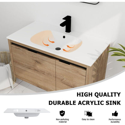 36 Inch Wall Mounted Bathroom Vanity With Gel Sink