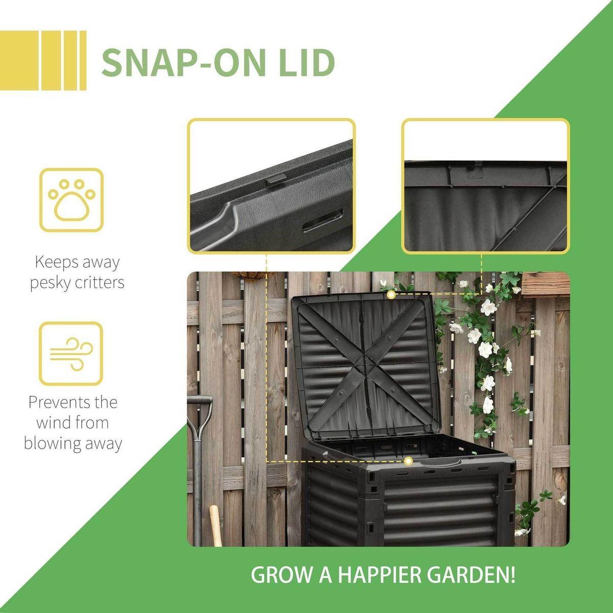 Garden Compost Bin 80 Gallon Outdoor Large Capacity Composter Fast Create Fertile Soil Aerating Box, Easy Assembly, Yellow