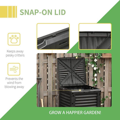 Garden Compost Bin 80 Gallon Outdoor Large Capacity Composter Fast Create Fertile Soil Aerating Box, Easy Assembly, Yellow