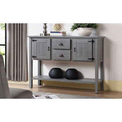 48" Solid Wood Sideboard Console Table with 2 Drawers and Cabinets and Bottom Shelf, Retro Style Storage Dining Buffet Server Cabinet for Living Room Kitchen Dining Room(Antique Gray)