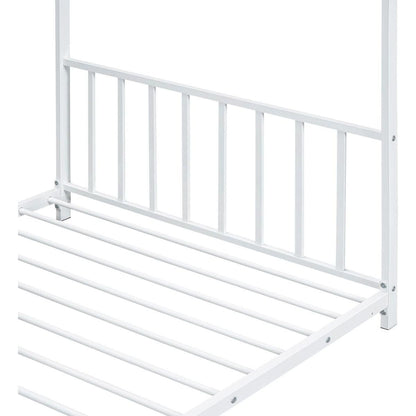 Twin Size Metal House Platform Bed, White