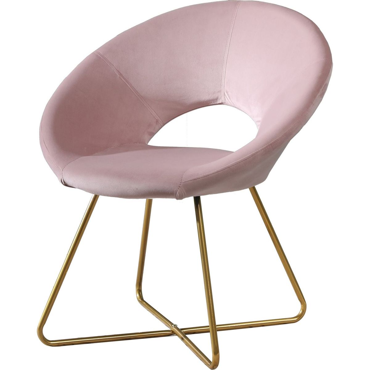 Slatina Pink Silky Velvet Upholstered Accent Chair with Gold Tone Finished Base