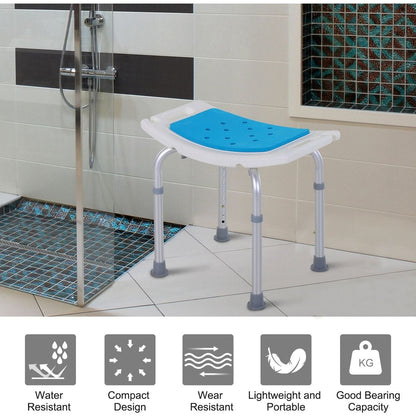 6-Level Adjustable Curved Bath Stool Spa Shower Chair Non-Slip Design for the Elderly, Injured, & Pregnant Women