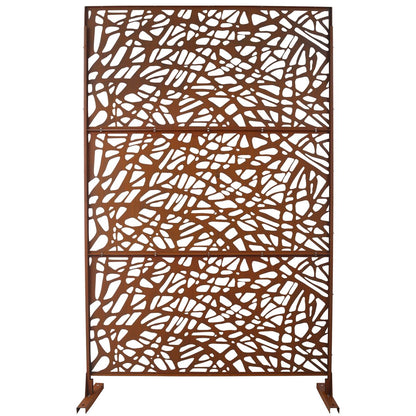 Outdoor & Indoor Privacy Screen Metal Privacy Screen 76' H×48' W, Freestanding Decorative Privacy Screen for Deck Balcony Patio, Rust Red Steel
