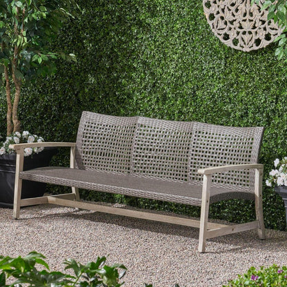 HAMPTON WOOD + WICKER 3 SEATER
