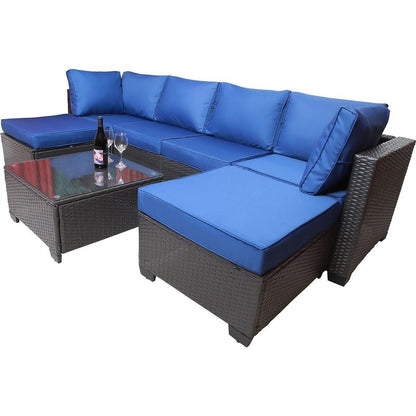 Outdoor Garden Patio Furniture 7-Piece PE Rattan Wicker Cushioned Sofa Sets and Coffee Table, patio furniture set;outdoor couch;outdoor couch patio furniture;outdoor sofa;patio couch