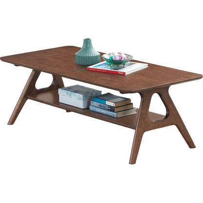 Arona Mid-Century Modern Wood Coffee Table with Shelf