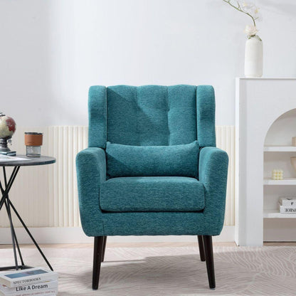 Modern Accent Chair Upholstered Foam Filled Living Room Chairs Comfy Reading Chair Mid Century Modern Chair with Chenille Fabric Lounge Arm Chairs Armchair for Living Room Bedroom (Teal)