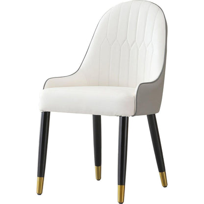 Modern Dining Chairs Set of 2 pcs Faux leather Dining Chair with Metal legs for Living Room/Dining Room/Reception Room(White+Gray)