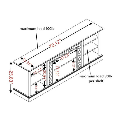 Large TV Stand TV Desk Storage Rack with Faux Stacked Stone Surround,Media Console Table with Large Storage Cabinet,Modern TV Media Entertaionment Stand,GREY, 70.12"Wx15.35"Dx25.83"H