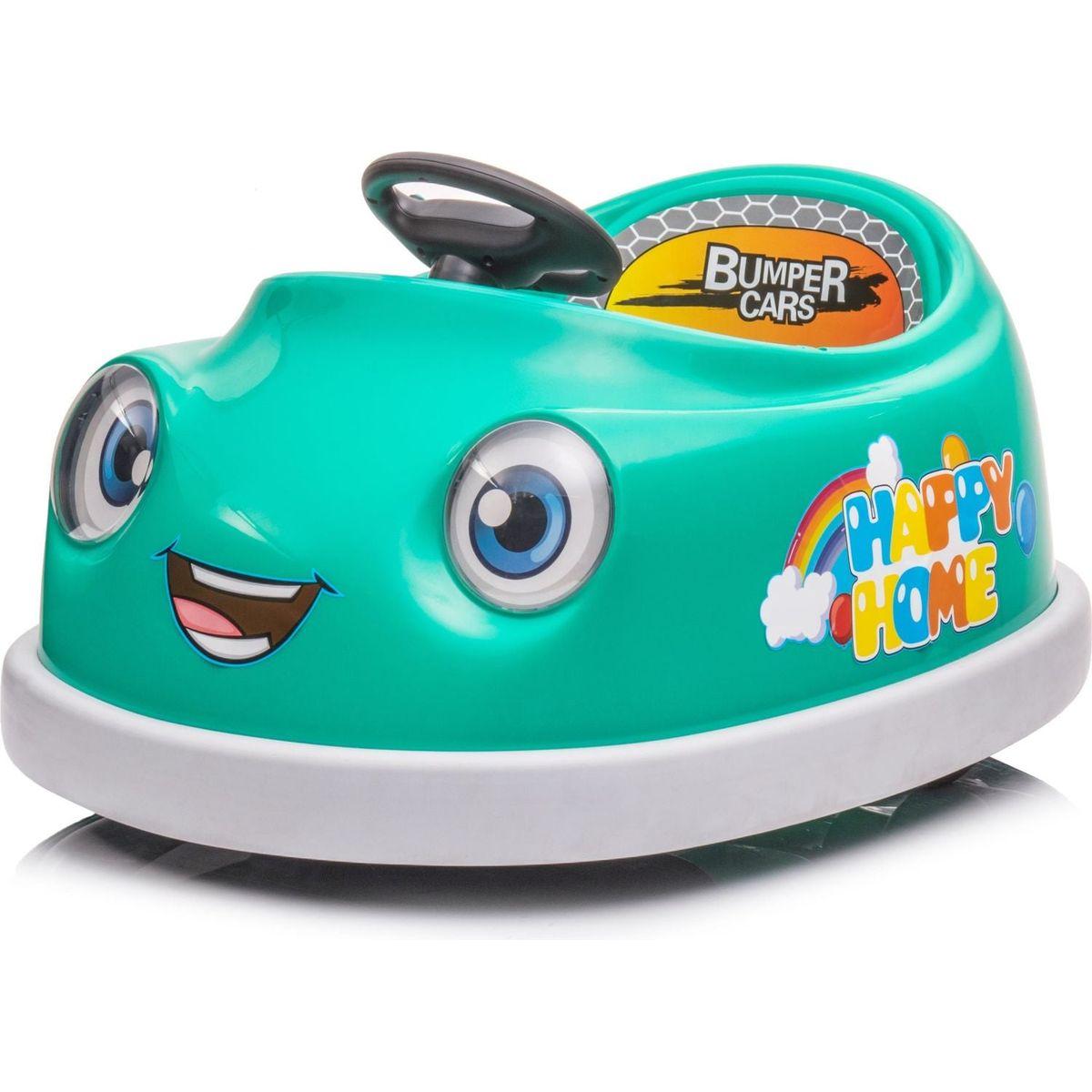 Bumper Car for Kids, 12v Dual Drive 1-6 Years Old Children's Electric Car with Pushrod Dinner Plate USB BT Music Rocking Horse Mode Anti-Collision Bumper Ride on Car