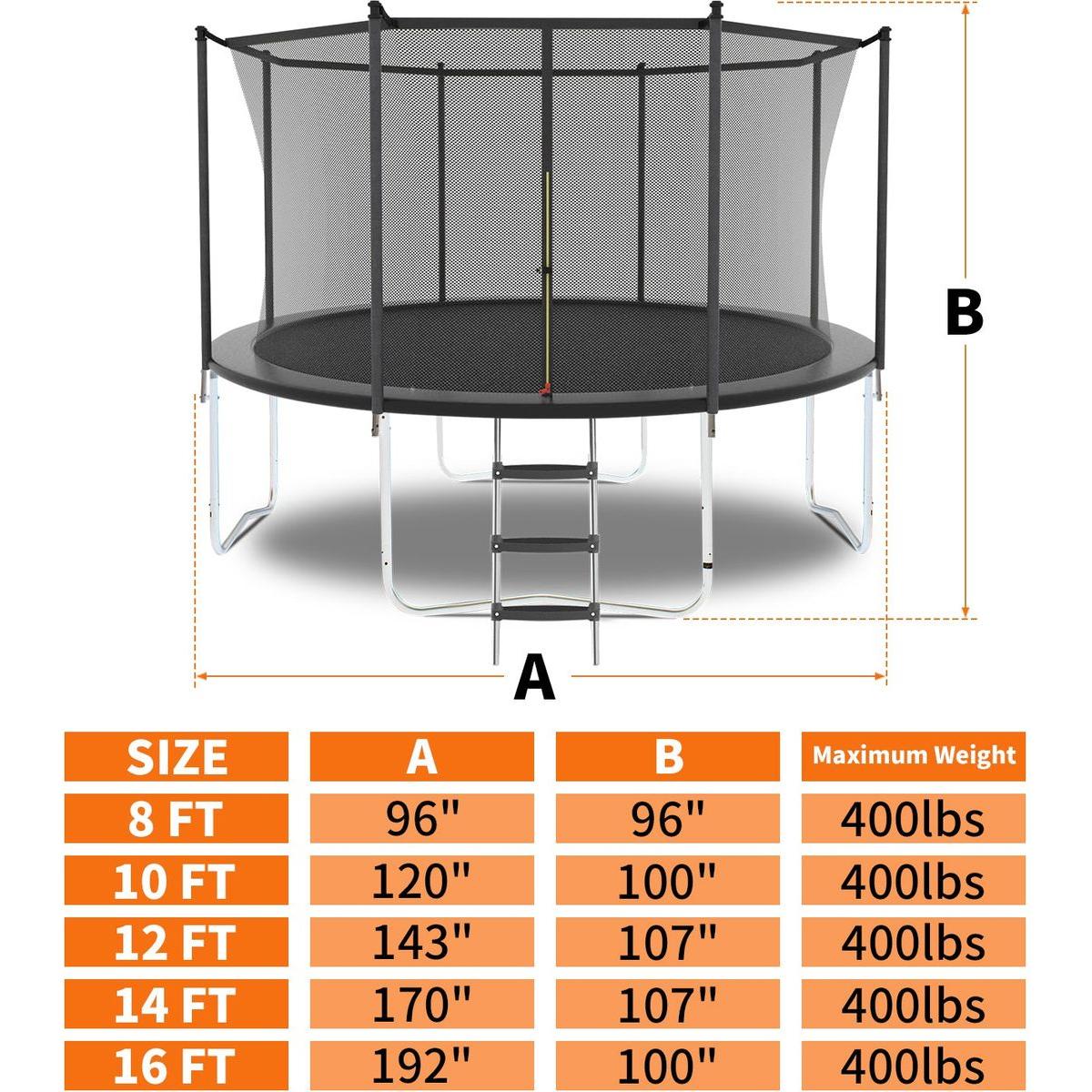 16FT Trampoline with Safety Enclosure Net, Outdoor Trampoline with Heavy Duty Jumping Mat and Spring Cover Padding for Kids and Adults