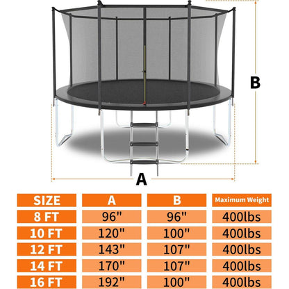 16FT Trampoline with Safety Enclosure Net, Outdoor Trampoline with Heavy Duty Jumping Mat and Spring Cover Padding for Kids and Adults