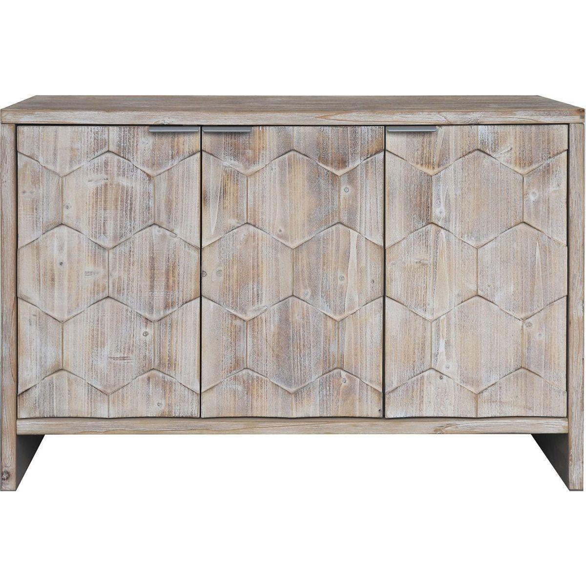 Accent Cabinet Farmhouse Style 3 Door Wooden Cabinet Sideboard Buffet Server Cabinet Storage Cabinet, for Living Room, Entryway, Hallway, Office, Kitchen and Dining Room, Natural Wood Wash