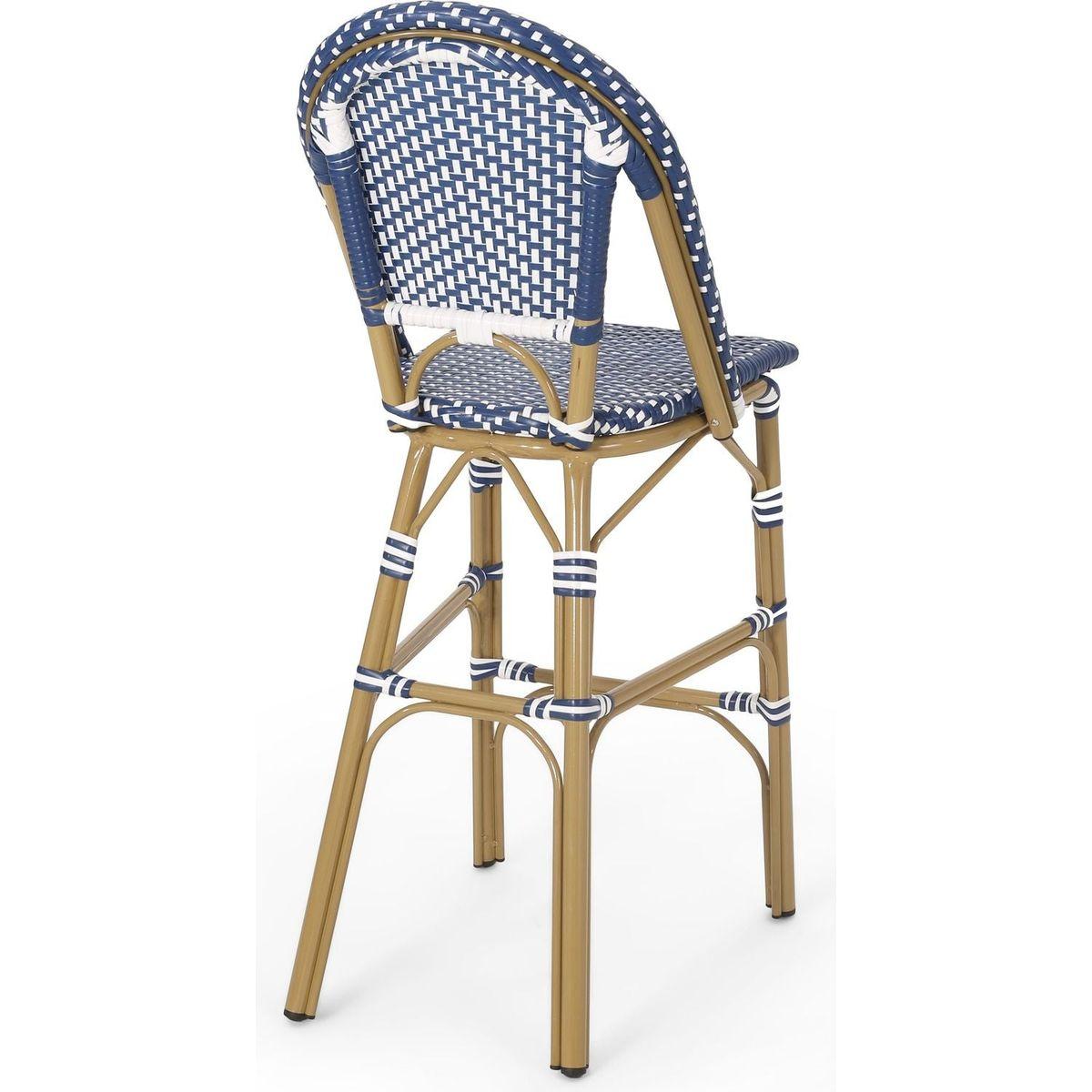 WICKER BAR STOOL WITH ALUMINUM FRAME