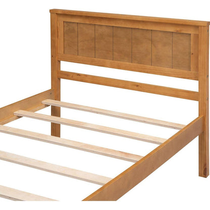 Platform Bed Frame with Headboard, Wood Slat Support, No Box Spring Needed, Twin,Oak