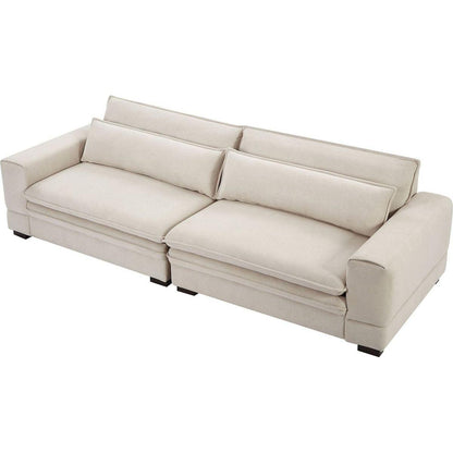 Mid-Century Sofa Couch Modern Upholstered Couch for Livingroom,Bedroom, Apartment, Home Office Beige