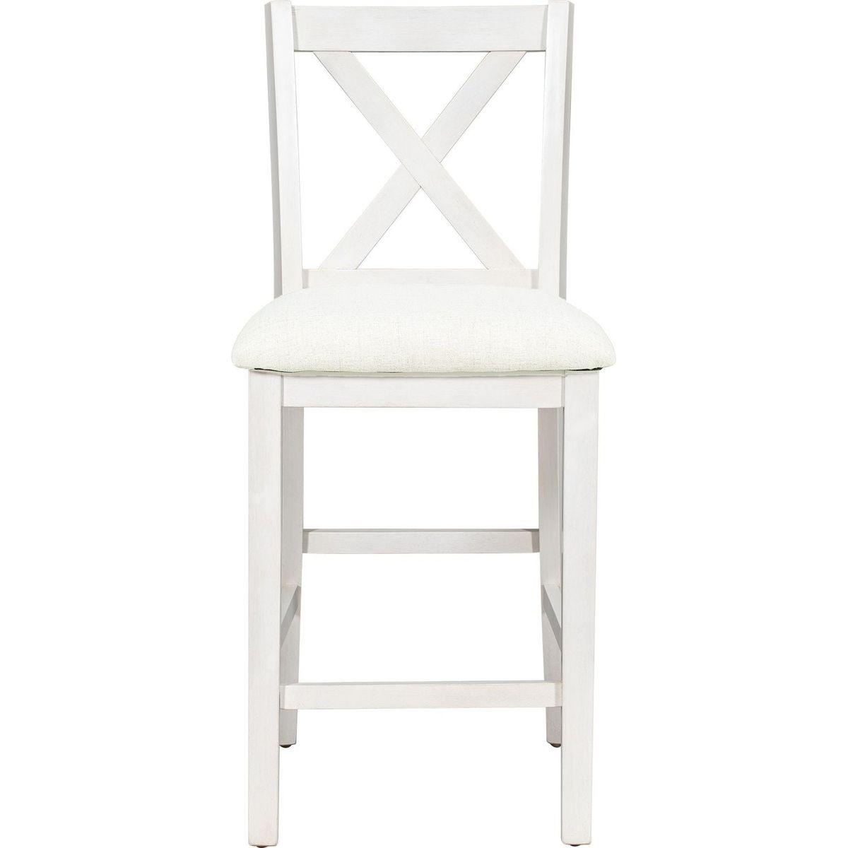 5 Pieces Counter Height Rustic Farmhouse Dining Room Wooden Bar Table Set with 4 Chairs, White