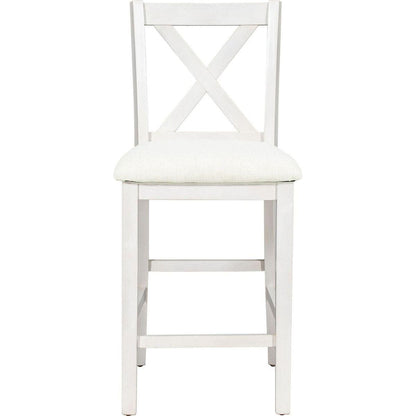 5 Pieces Counter Height Rustic Farmhouse Dining Room Wooden Bar Table Set with 4 Chairs, White