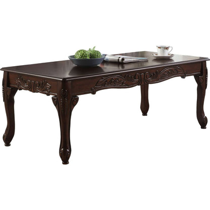 Traditional Ornate Detailing Dark Cherry Finish Wood Coffee Table