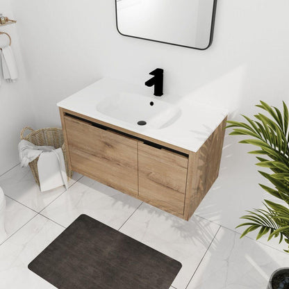 36 Inch Wall Mounted Bathroom Vanity With Gel Sink