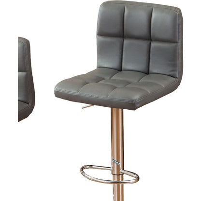 Swivel Faux Leather Adjustable Hydraulic Bar Stool, Set of 2, Gray