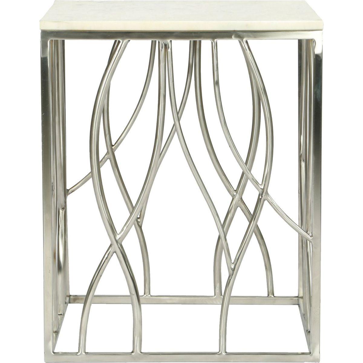 Kameral Square Marble End Table with Stainless Steel Base