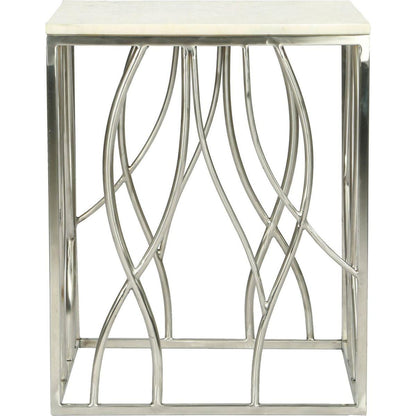 Kameral Square Marble End Table with Stainless Steel Base