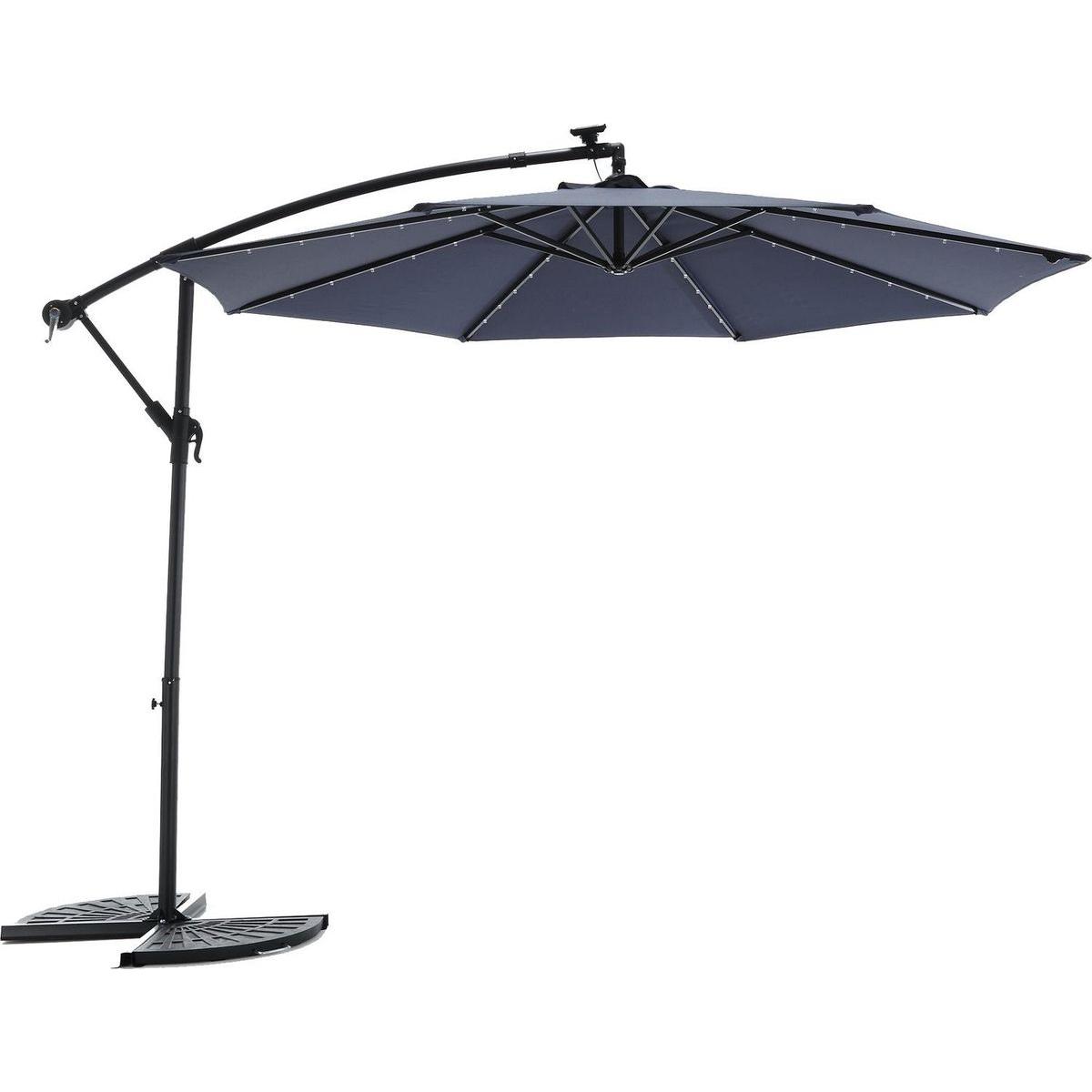 10ft Solar LED Offset Hanging Market Patio Umbrella (Navy blue)