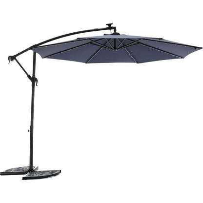 10ft Solar LED Offset Hanging Market Patio Umbrella (Navy blue)