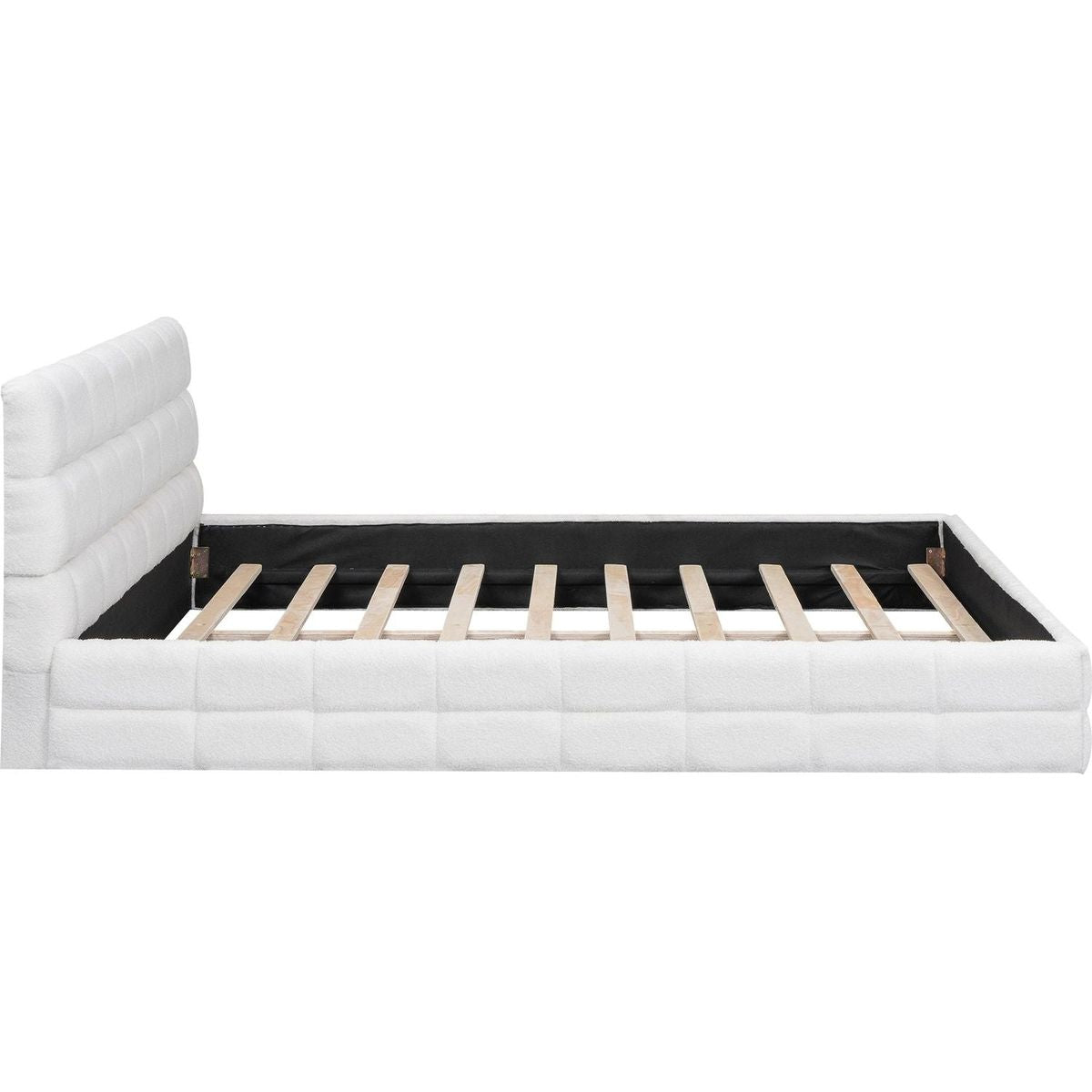 Queen Size Upholstered Platform Bed, White
