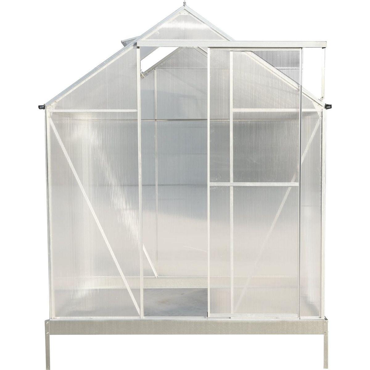 6.3'x4.2'x7' Polycarbonate Greenhouse, Heavy Duty Outdoor Aluminum Walk-in Green House Kit with Rain Gutter, Vent and Door for Backyard Garden, color aluminium