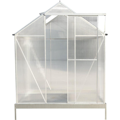 6.3'x4.2'x7' Polycarbonate Greenhouse, Heavy Duty Outdoor Aluminum Walk-in Green House Kit with Rain Gutter, Vent and Door for Backyard Garden, color aluminium