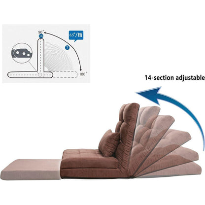 Triple Fold Down Sofa Bed, Adjustable Floor Couch Sofa with One Pillow, 5 Reclining Position, Convertible Upholstered Guest Sleeper,Adjustable Foldable Modern Leisure Sofa Bed Video Gaming Sofa