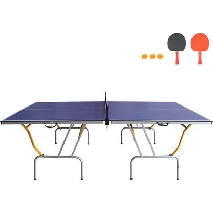 8ft Mid-Size Table Tennis Table Foldable & Portable Ping Pong Table Set for Indoor & Outdoor Games with Net, 2 Table Tennis Paddles and 3 Balls