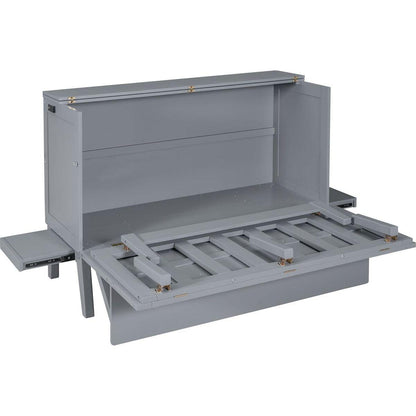 Queen Size Murphy Bed with USB Port and removable Shelves on Each Side,Gray