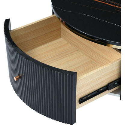 Modern Round Coffee Table with 2 large Drawers Storage Accent Table(31.5")