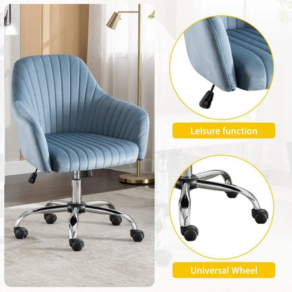 New -Modern home office leisure chair with adjustable velvet height and adjustable casters (LIGHTBLUE)