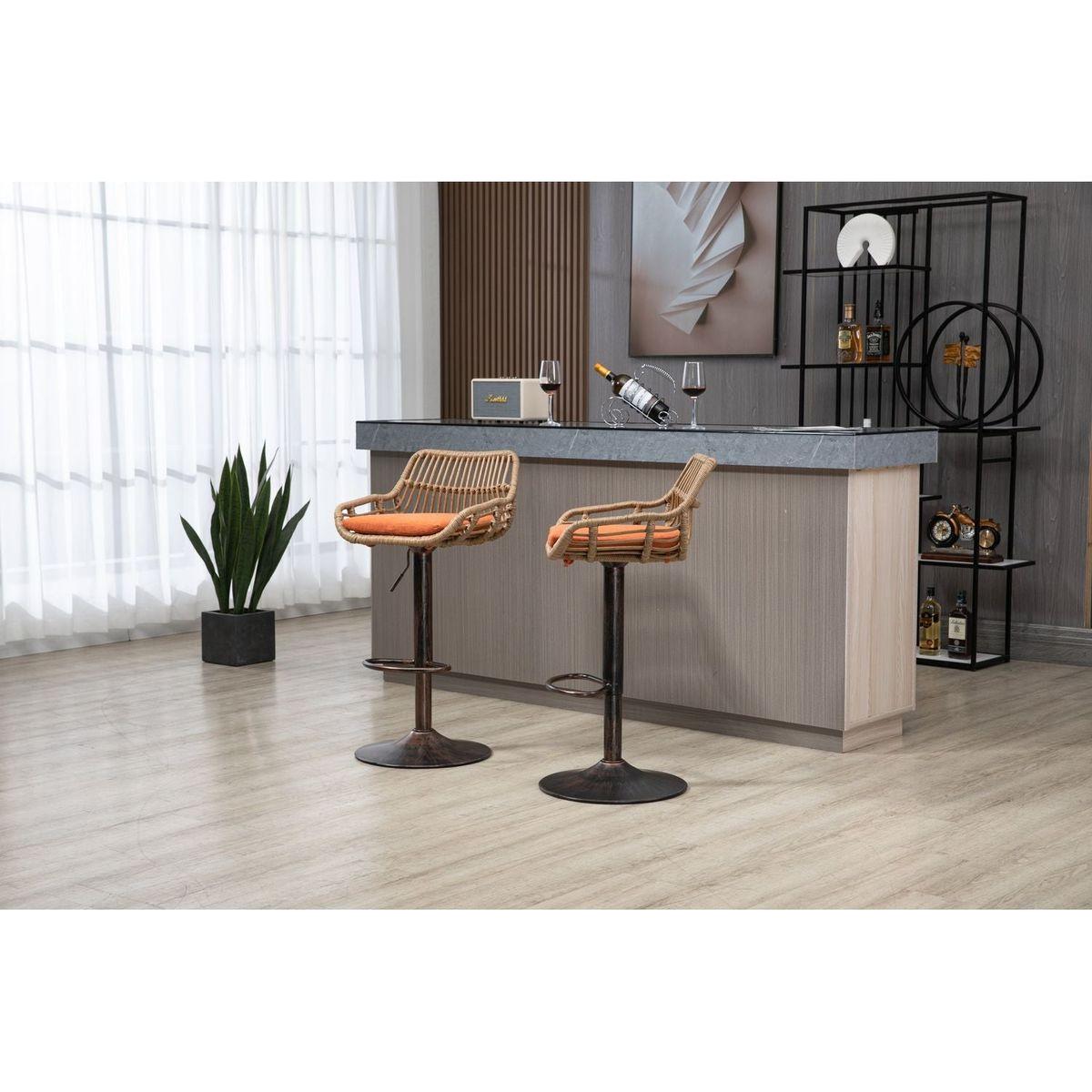 Swivel Bar Stools Set of 2 Adjustable Counter Height Chairs with Footrest for Kitchen, Dining Room 2PC/SET