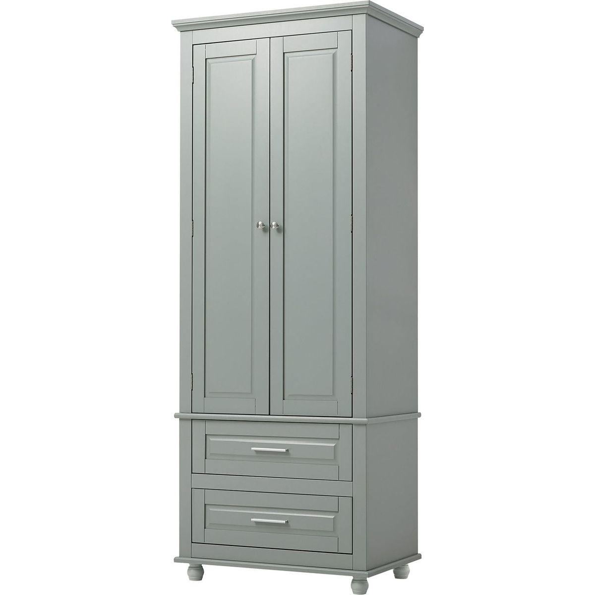 Tall Storage Cabinet with Two Drawers for Bathroom/Office, Grey