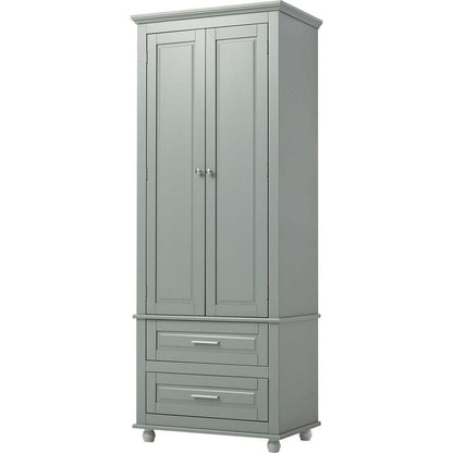 Tall Storage Cabinet with Two Drawers for Bathroom/Office, Grey
