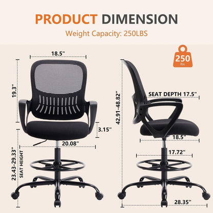 Ergonomic Drafting Chair Tall Standing Desk Office Chair