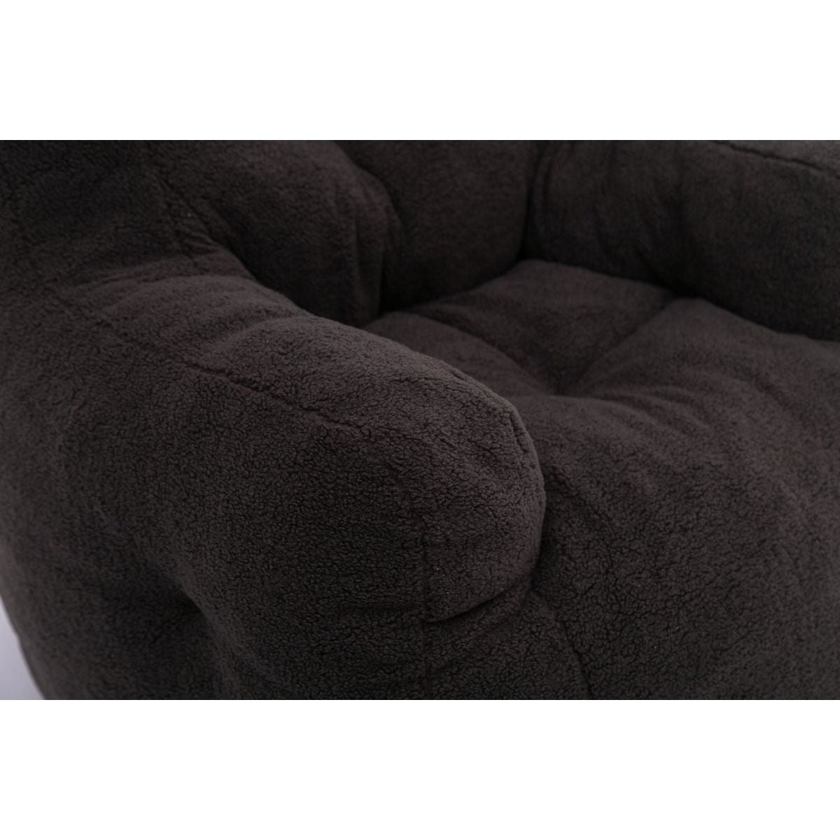 Soft Teddy Fabric Tufted Foam Bean Bag Chair With Teddy Fabric Dark Gray