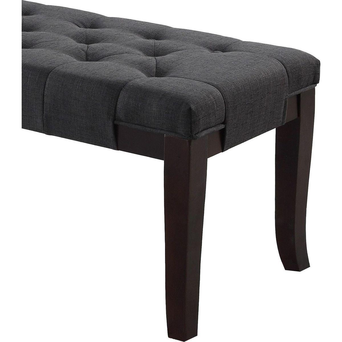 Linon Tufted Bench, Fabric, Gray