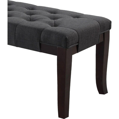 Linon Tufted Bench, Fabric, Gray